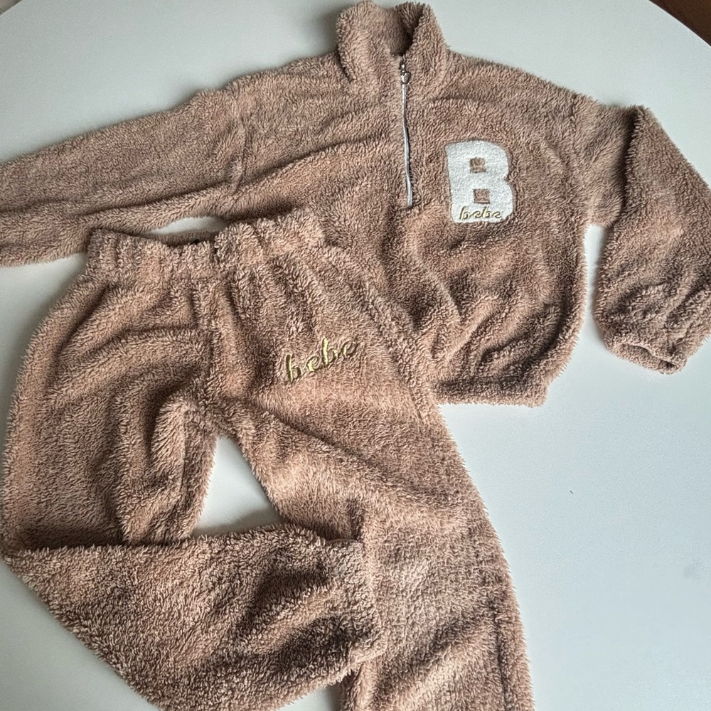 Bebe Tan Sherpa Lounge Set